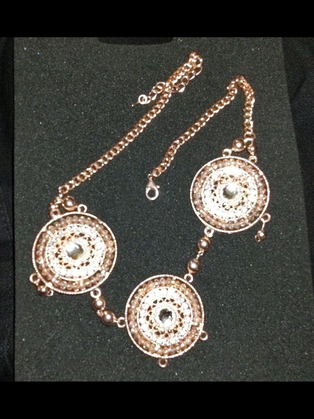 Rose Gold Filigree Circle Statement Necklace